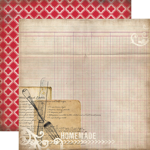 Carta Bella:  12x12 Paper - Double-Sided Sheet - Home Sweet Home - Recipe Card