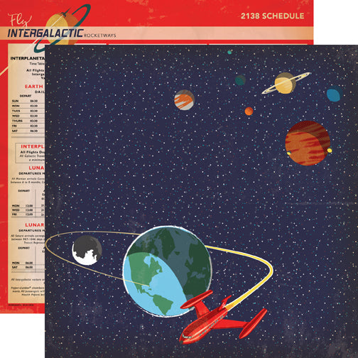 Carta Bella:  12x12 Paper - Single Sheet - Space Academy - Space Travel