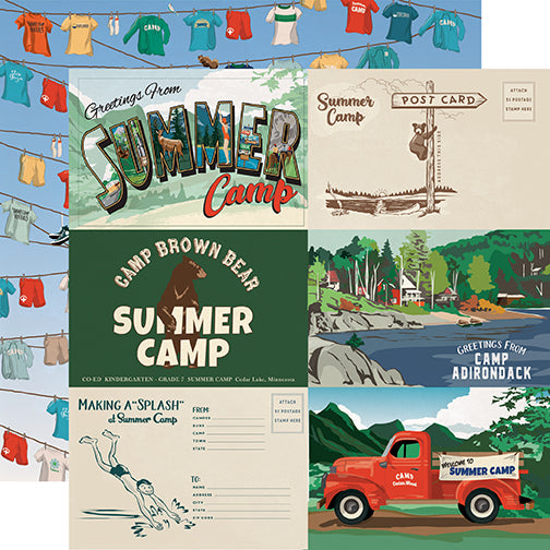 Carta Bella:  12x12 Paper - Single Sheet - Summer Camp - 6x4 Journaling Cards