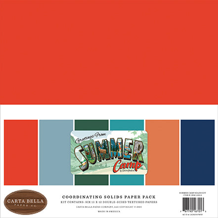 Carta Bella:  Coordinating Solids Paper Pack - Greetings From Summer Camp Solids Kit
