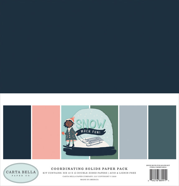Carta Bella:  Coordinating Solids Paper Pack - Snow Much Fun Solids Kit