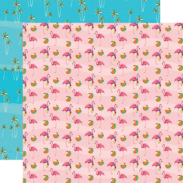 Carta Bella:  12x12 Paper - Single Sheet - Summer Splash - Flamingo Fun
