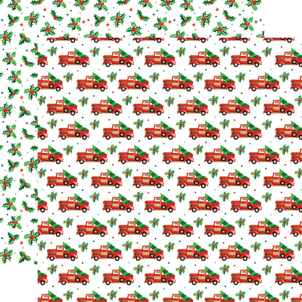 Carta Bella:  12x12 Paper - Single Sheet - Santa's Workshop - Tree Haul