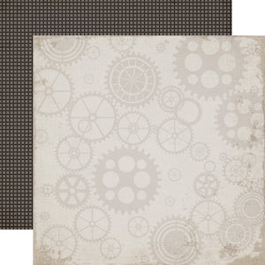 Carta Bella:  12x12 Paper - Single Sheet - Work Hard Play Hard - Working Gears