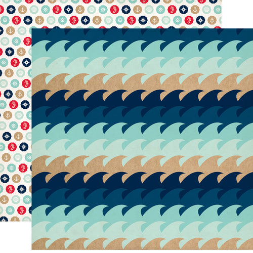 Carta Bella:  12x12 Paper - Double-Sided Sheet - Ahoy There - Waves