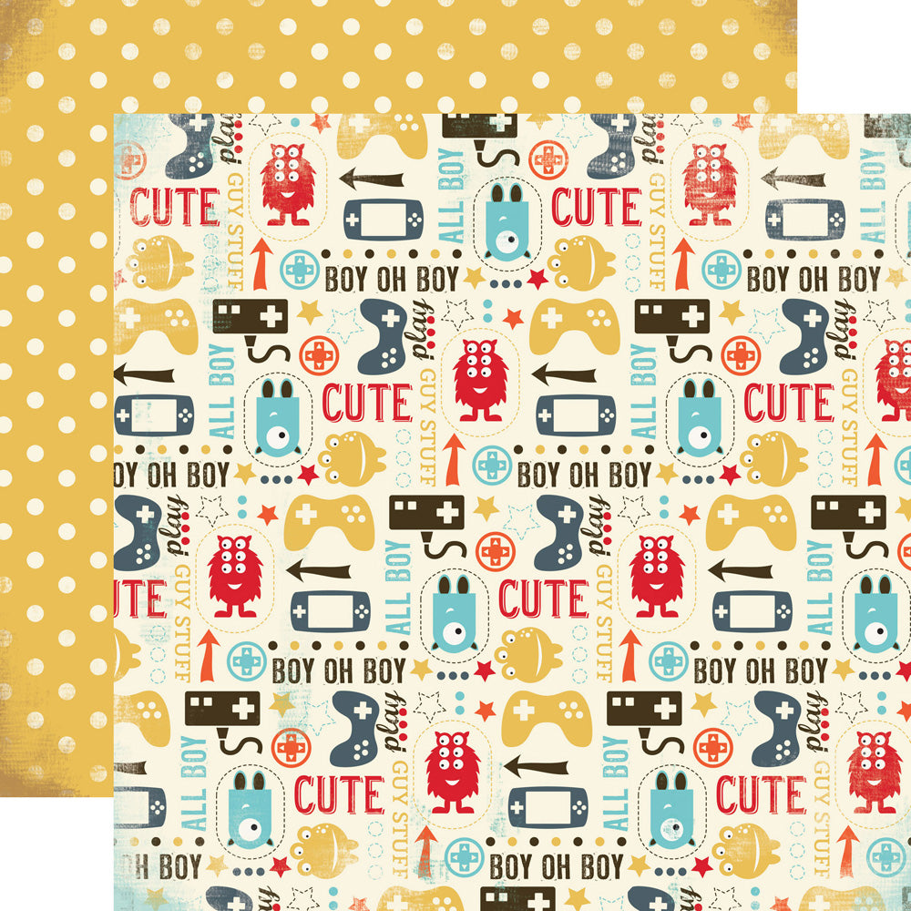 Carta Bella:  12x12 Paper - Double-Sided Sheet - Boy oh Boy - Guy Stuff