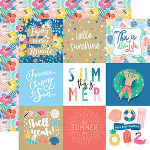 Echo Park:  12x12 Paper - Single Sheet - Dive into Summer - 4x4 Journaling Cards