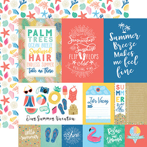Echo Park:  12x12 Paper - Single Sheet - Dive into Summer - Multi Journaling Cards