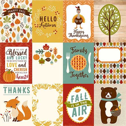 Echo Park:  12x12 Paper - Single Sheet - Fall is in the Air - 3x4 Journaling Cards