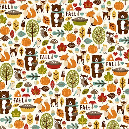 Echo Park:  12x12 Paper - Single Sheet - Fall is in the Air - Fall Friends