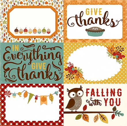 Echo Park:  12x12 Paper - Single Sheet - Fall is in the Air - 4x6 Journaling Cards