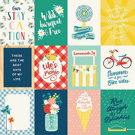 Echo Park:  12x12 Paper - Single Sheet - Good Day Sunshine - 3x4 Journaling Cards