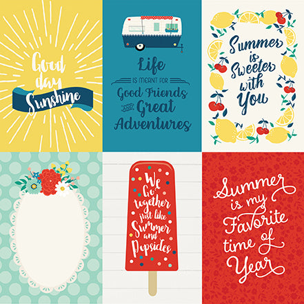 Echo Park:  12x12 Paper - Single Sheet - Good Day Sunshine - 4x6 Journaling Cards
