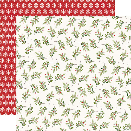 Echo Park:  12x12 Paper - Double-Sided Single Sheet - I Love Christmas - Holly Days