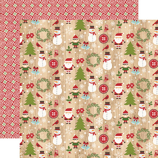Echo Park:  12x12 Paper - Double-Sided Single Sheet - I Love Christmas - Here Comes Santa