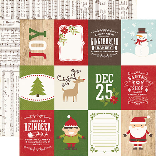 Echo Park:  12x12 Paper - Double-Sided Single Sheet - I Love Christmas - 3x4 Journaling Cards