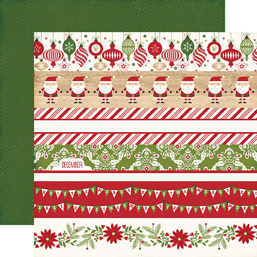 Echo Park:  12x12 Paper - Double-Sided Single Sheet - I Love Christmas - Border Strips
