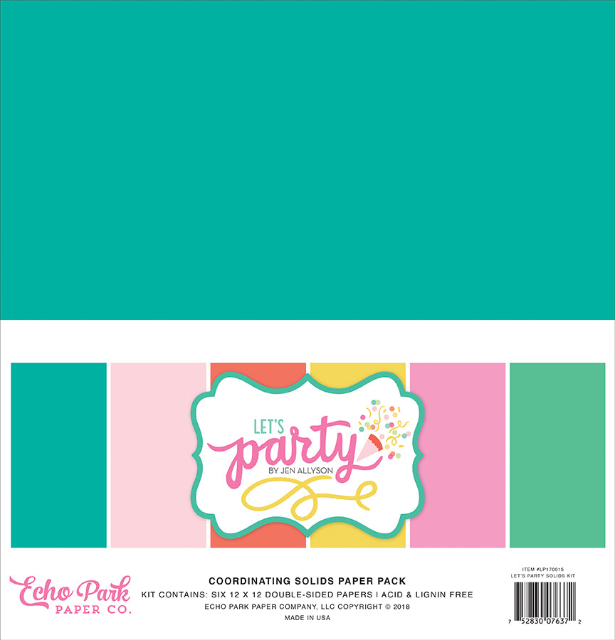 Echo Park:  Coordinating Solids Paper Pack - Let's Party Solids Kit