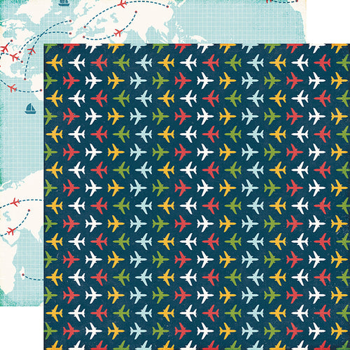 Echo Park:  12x12 Paper - Single Sheet - Go. See. Explore. - Let's Fly Away