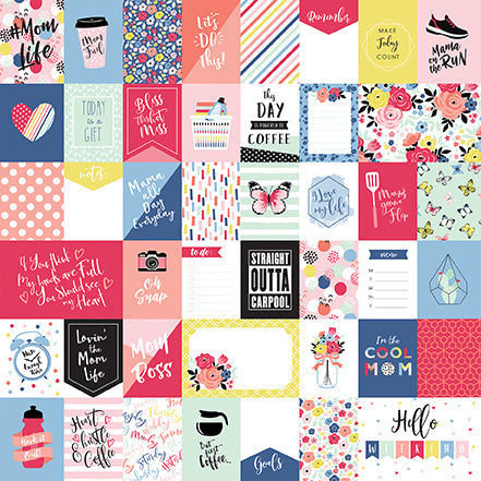 Echo Park:  12x12 Paper - Single Sheet - I Am Mom - Multi Journaling Cards