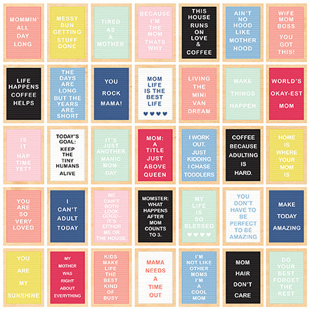 Echo Park:  12x12 Paper - Single Sheet - I Am Mom - Inspirational Letterboards