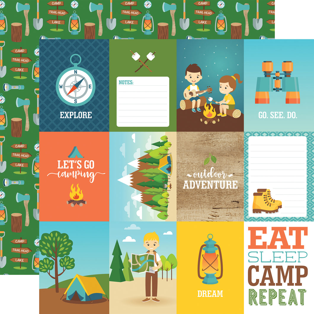 Echo Park:  12x12 Paper - Double-Sided Single Sheet - Summer Adventure - 3x4 Journaling Cards