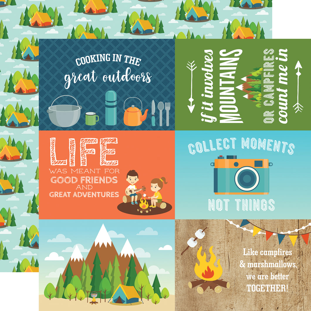 Echo Park:  12x12 Paper - Double-Sided Single Sheet - Summer Adventure - 4x6 Journaling Cards