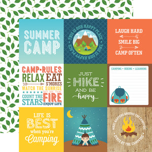 Echo Park:  12x12 Paper - Double-Sided Single Sheet - Summer Adventure - 4x4 Journaling Cards