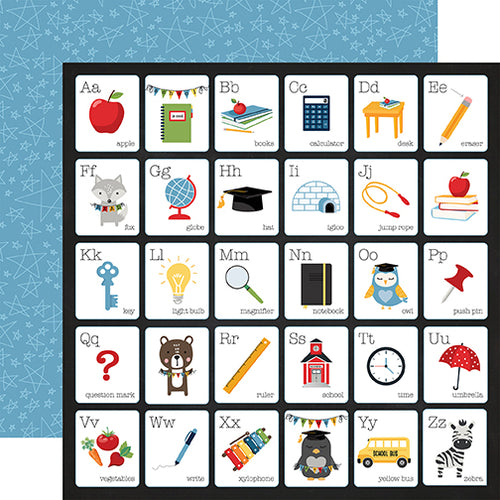 Echo Park:  12x12 Paper - Single Sheet - School Rules - Alphabet