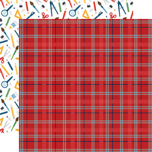Echo Park:  12x12 Paper - Single Sheet - School Rules - Student Plaid