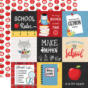 Echo Park:  12x12 Paper - Single Sheet - School Rules - 4x4 Journaling Cards