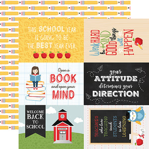 Echo Park:  12x12 Paper - Single Sheet - School Rules - 4x6 Journaling Cards