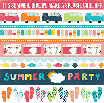 Echo Park:  12x12 Paper - Single Sheet - Summer Party - Border Strips