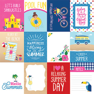 Echo Park:  12x12 Paper - Double-Sided Single Sheet - I Love Summer - 3x4 Journaling Cards