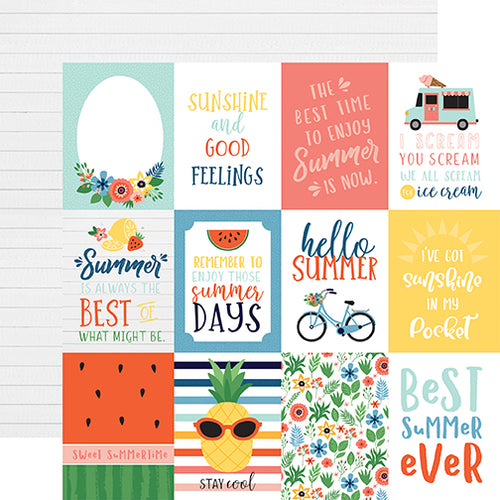 Echo Park:  12x12 Paper - Single Sheet - Summertime - 3x4 Journaling Cards