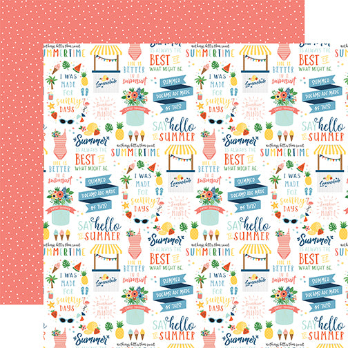 Echo Park:  12x12 Paper - Single Sheet - Summertime - Hello Summer
