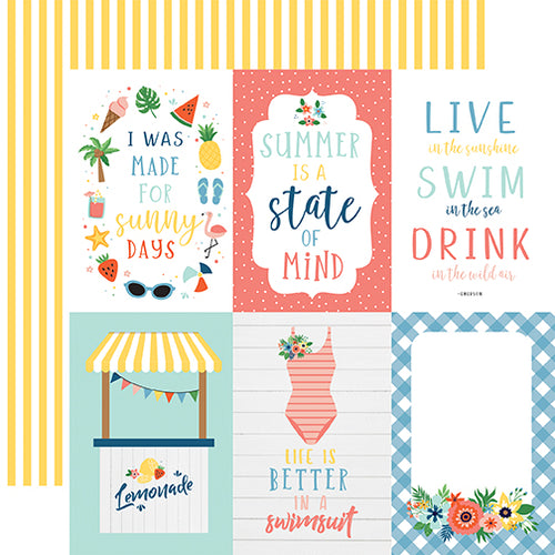 Echo Park:  12x12 Paper - Single Sheet - Summertime - 4x6 Journaling Cards
