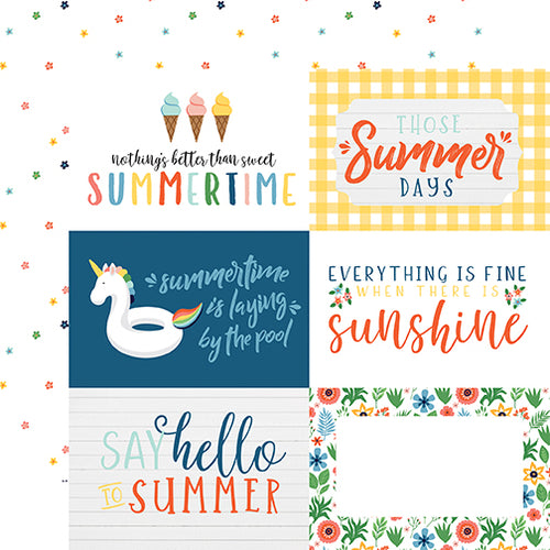 Echo Park:  12x12 Paper - Single Sheet - Summertime - 6x4 Journaling Cards