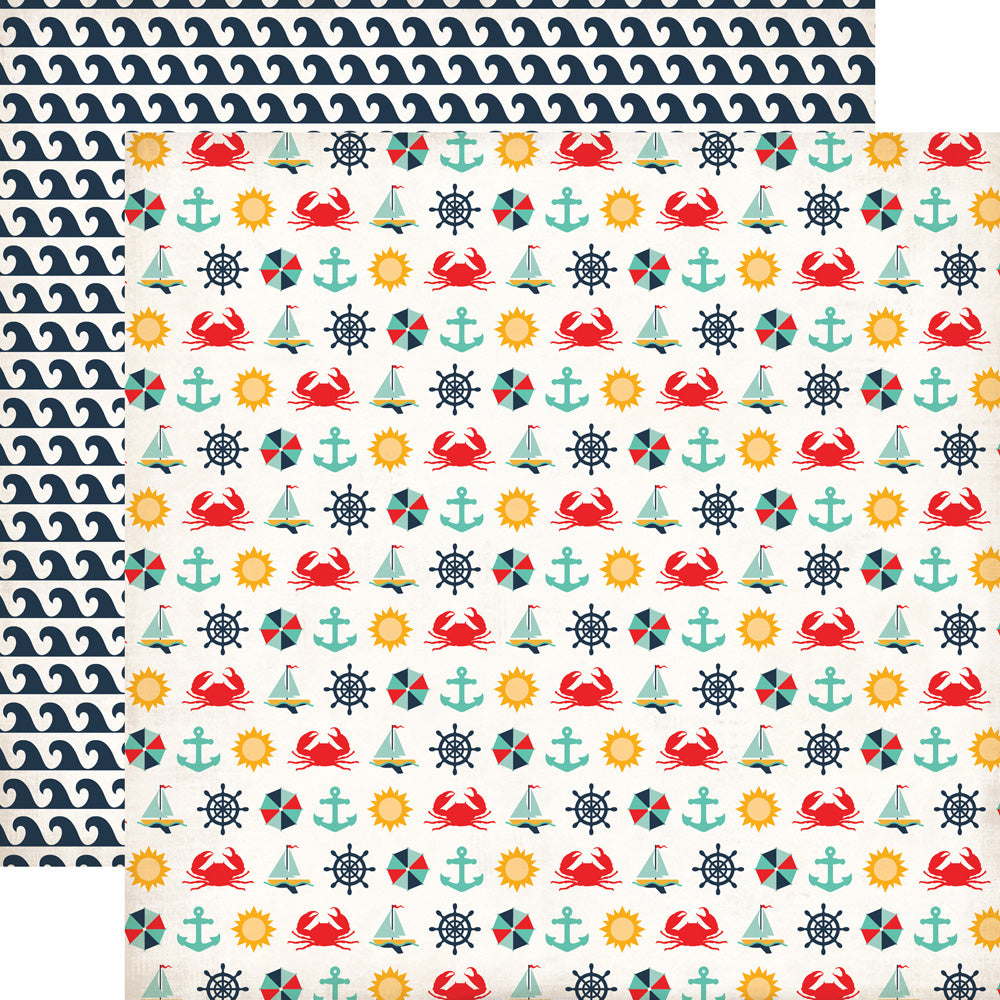 Echo Park:  12x12 Paper - Double-Sided Single Sheet - Summer Adventure - Beach Icons