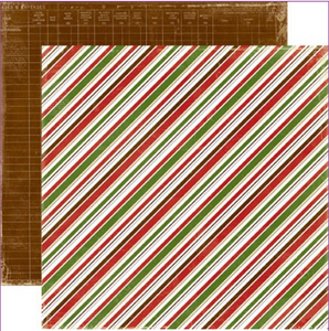 Echo Park:  12x12 Paper - Double-Sided Single Sheet - Very Merry Christmas - Diagonal Stripe