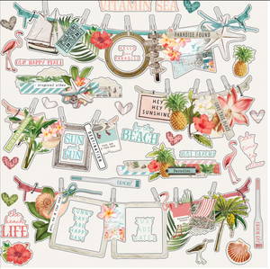 Simple Stories: 12x12 Elements Sticker - Simple Vintage Coastal - Banner Stickers