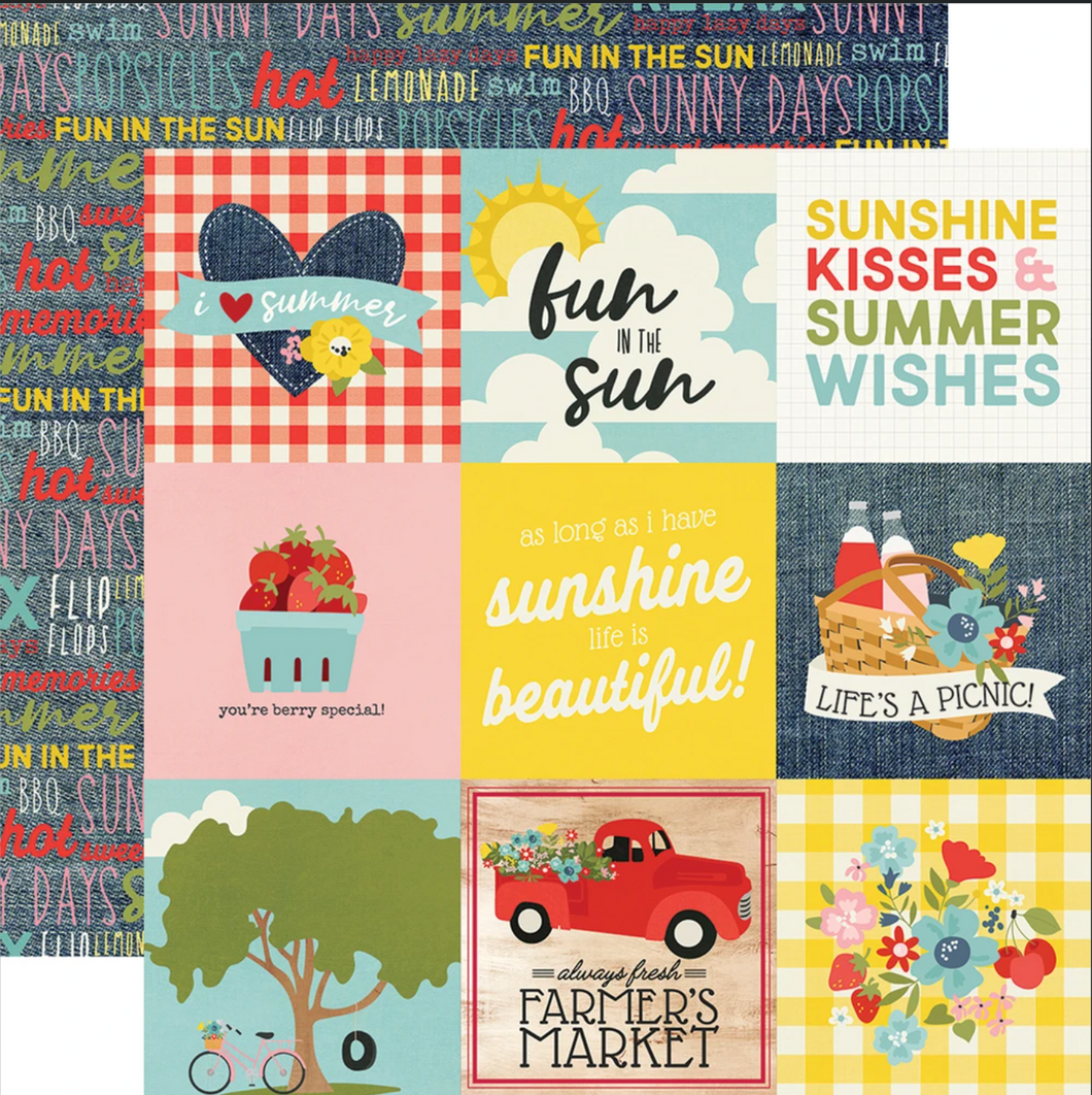 Simple Stories: 12x12 Double Sided Paper - Summer Farmhouse - 4x4 Elements