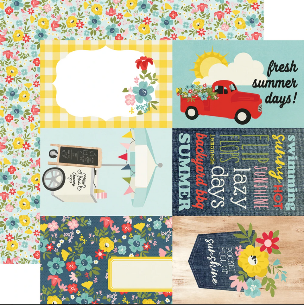 Simple Stories: 12x12 Double Sided Paper - Summer Farmhouse - 4x6 Elements