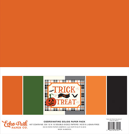 Echo Park:  Coordinating Solids Paper Pack - Trick or Treat Solids Kit