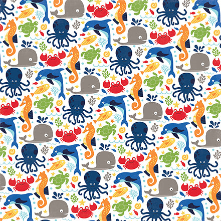 Echo Park:  12x12 Paper - Single Sheet - Under the Sea - Ocean Friends