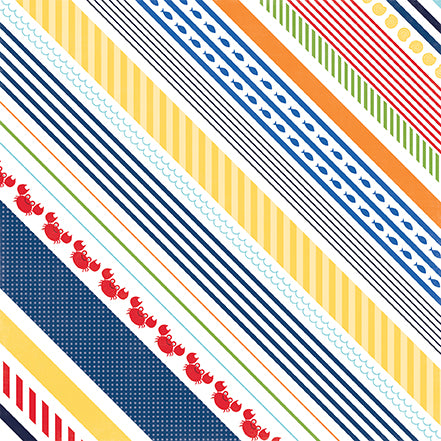 Echo Park:  12x12 Paper - Single Sheet - Under the Sea - Crabby Stripe