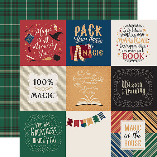 Echo Park: 12x12 Double Sided Paper - Witches And Wizards - 4x4 Journaling Cards