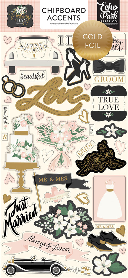 Echo Park: Chipboard Accents - Wedding Day
