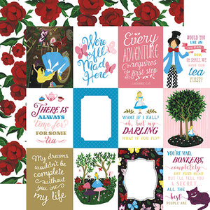 Echo Park:  12x12 Paper - Single Sheet - Alice in Wonderland - 3x4 Journaling Cards