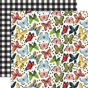 Echo Park:  12x12 Paper - Double-Sided Single Sheet - Animal Safari - Butterfly Kisses